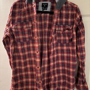 Quiksilver Red and Blue Plaid Casual Shirt